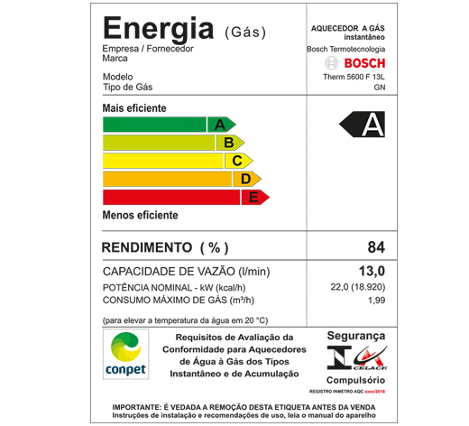 etiqueta inmetro Therm 5600 F 13L GN